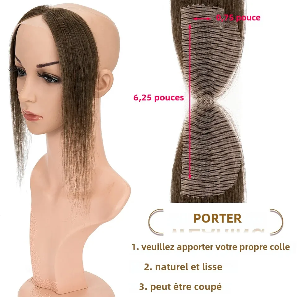 S-noilite-Toppers de cheveux en dentelle à nœud unique, patch à la main, extensions de cheveux de remplacement invisibles, naturel, délié, 10"