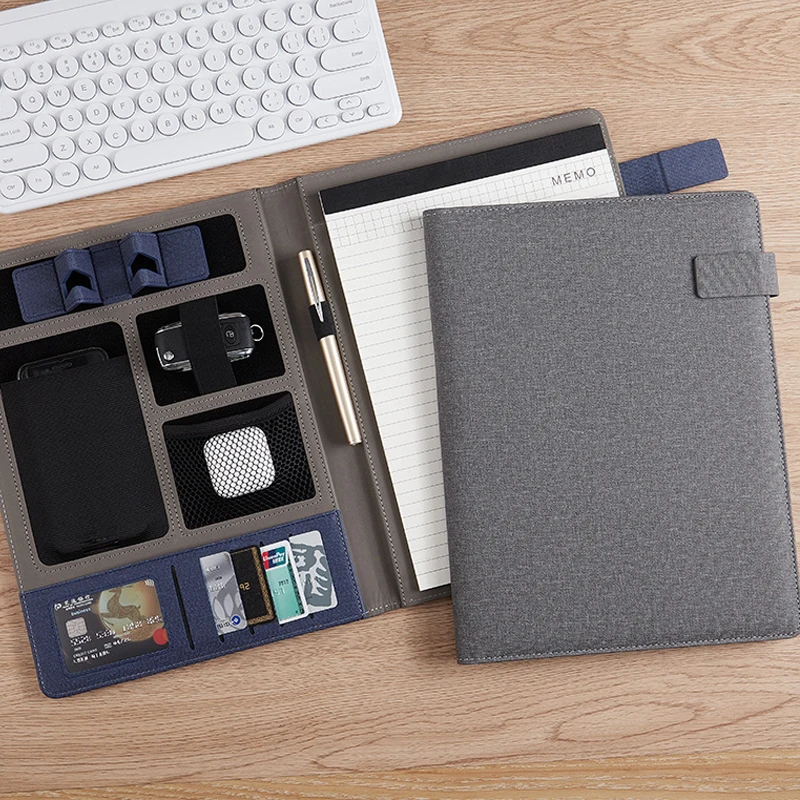 Multifunction A4 Leather Portfolio File Folder Man Phone Document Holder Organizer Executive Briefcase Suitcase Business Office