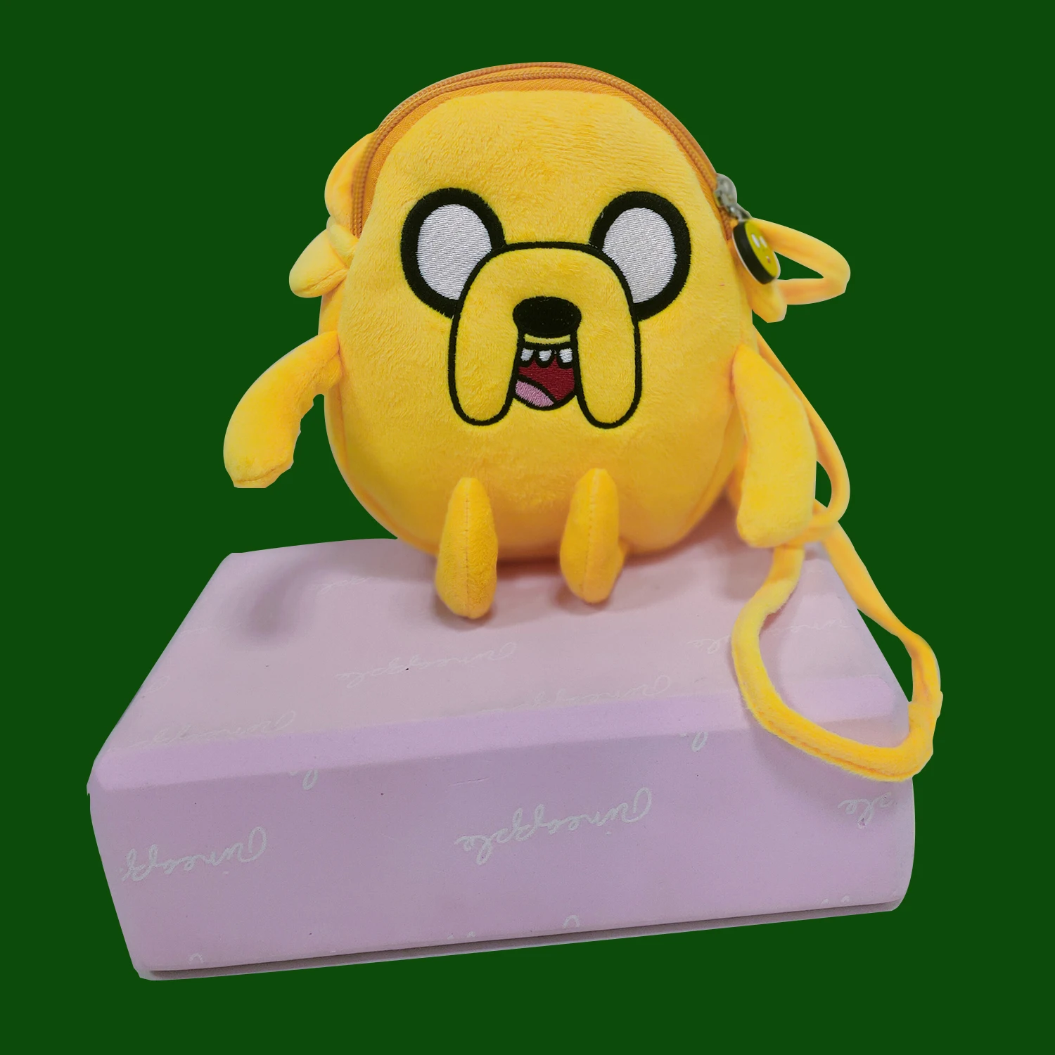 Brinquedos adventure time de pelúcia, bolsa de ombro com desenhos animados, jake finn beore, animal de pelúcia macio, estofado com dois zíper, brinquedo plush, jake o cachorro