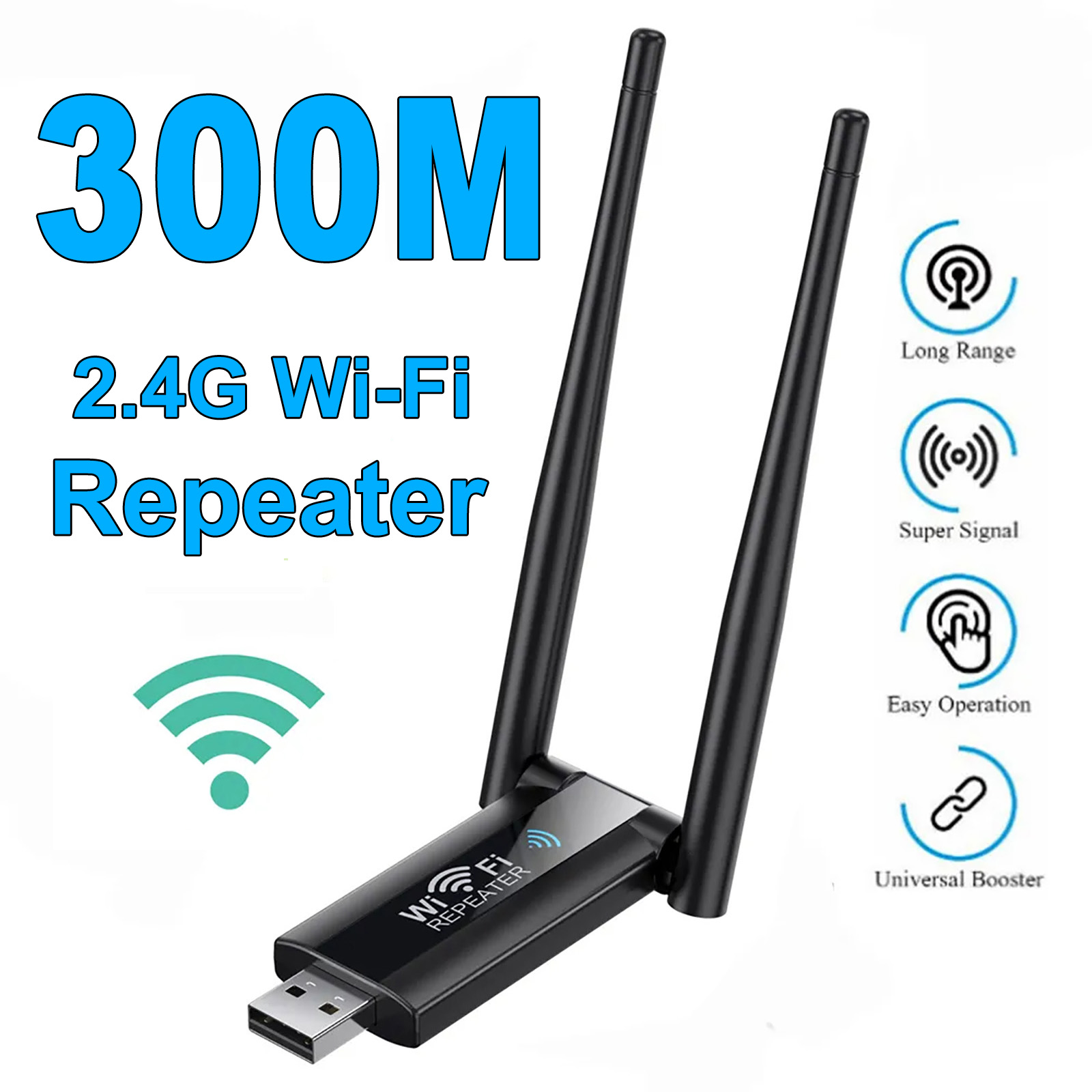 2.4 グラム 300Mbps ワイヤレス USB WiFi リピーターエクステンダー WiFi 信号アンプブースター長距離 Wi-Fi ルーターホームネットワーク拡張