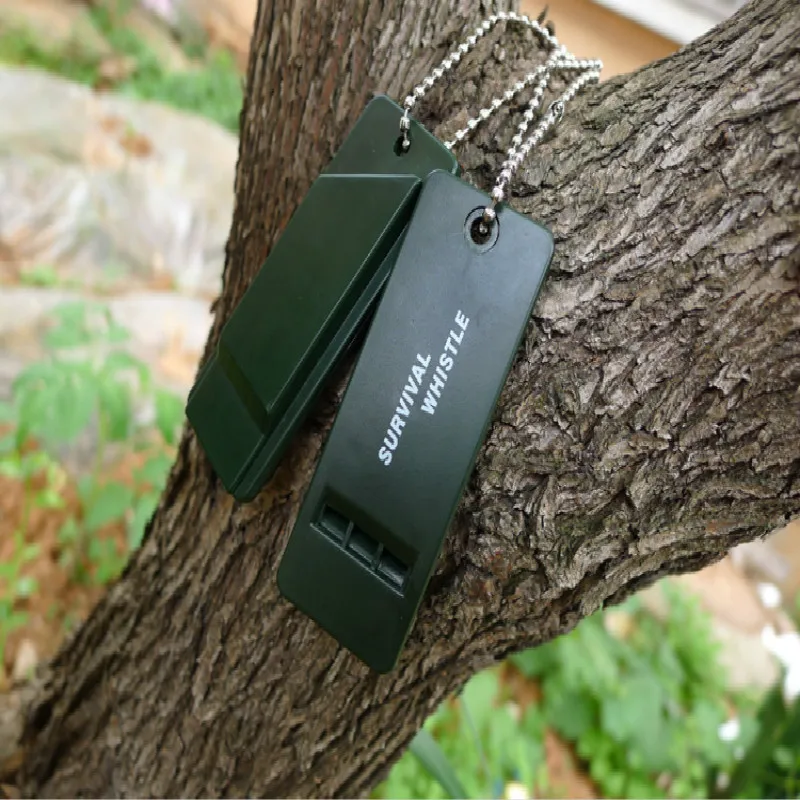 Silbato de supervivencia para emergencias al aire libre, kit de primeros auxilios, señal de silbato para rescate, acampada, senderismo, árbitro al aire libre, multiaudio, 2 unids/set por Set