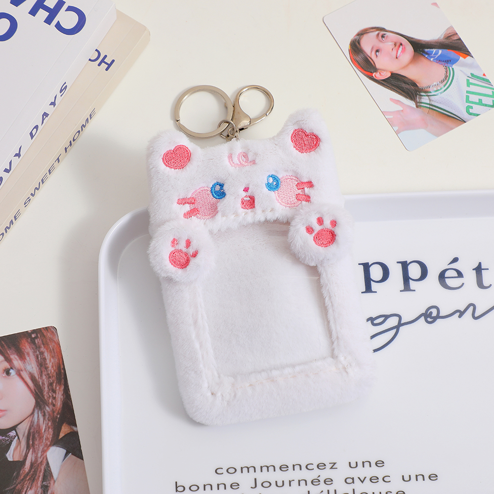 2023 Portafoto per cartoni animati Kawaii Serie animali Morbido peluche da 3 pollici Kpop Porta carte per foto Ciondolo per borsa Cancelleria scolastica