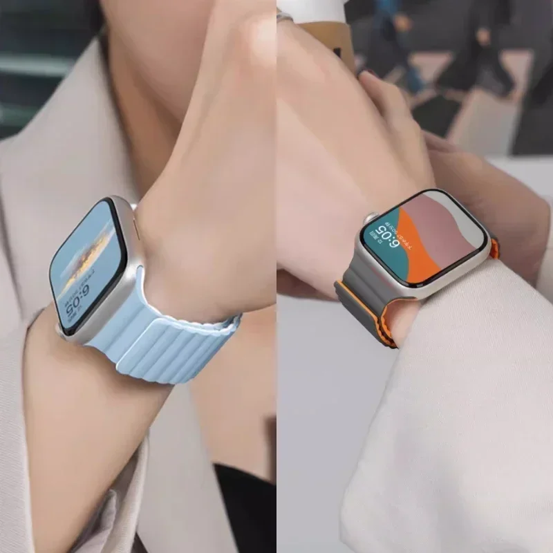 Cinturino magnetico per cinturini Apple Watch 46mm 42mm 49mm 45mm 44mm 41mm Bracciale sportivo in silicone serie iWatch ultra 10 9 8 7 6 5 SE
