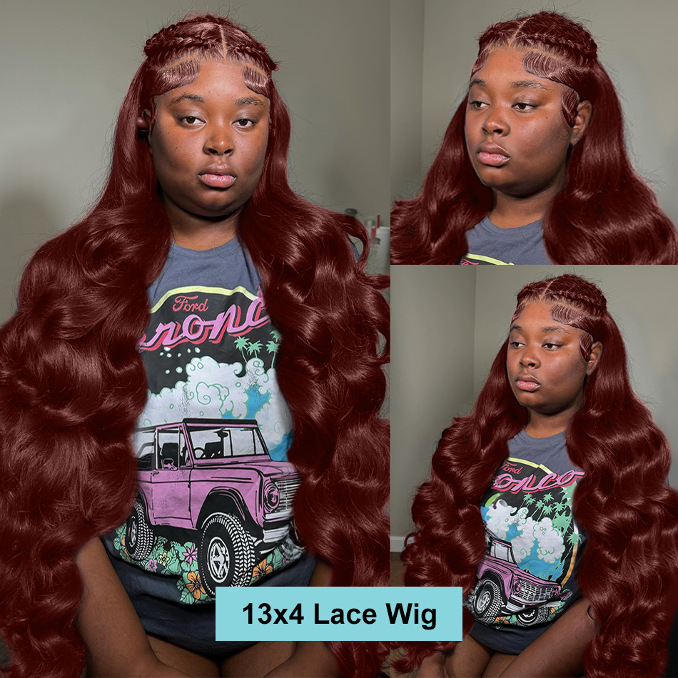 200% marrón rojizo onda del cuerpo 13x6 HD peluca con malla Frontal 30 32 pulgadas onda de agua 13x4 pelucas de cabello humano Frontal de encaje para mujeres prearrancadas