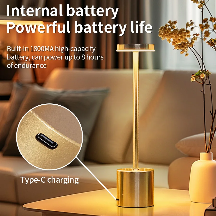 クラシックテーブルランプ USB 充電式ナイトライト無段階調光タッチデスクランプ 3 色ベッドサイドランプバーホテルの装飾