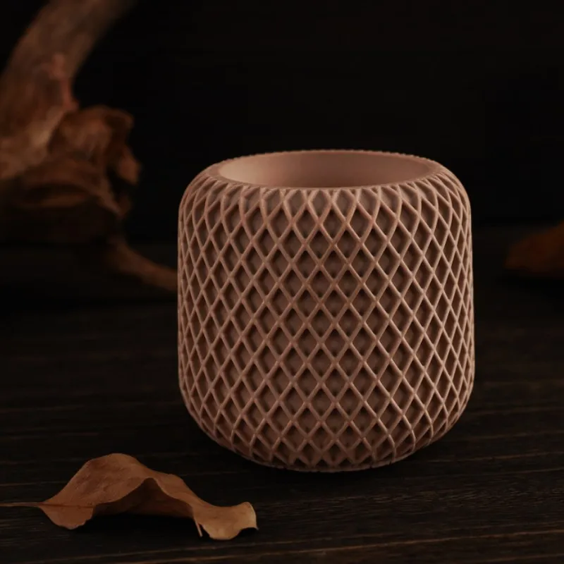 คอนกรีตตาข่ายไม่สม่ําเสมอถ้วยเทียนแม่พิมพ์ซิลิโคน DIY ตาข่ายยิปซั่มซีเมนต์ถังแม่พิมพ์ซิลิโคน
