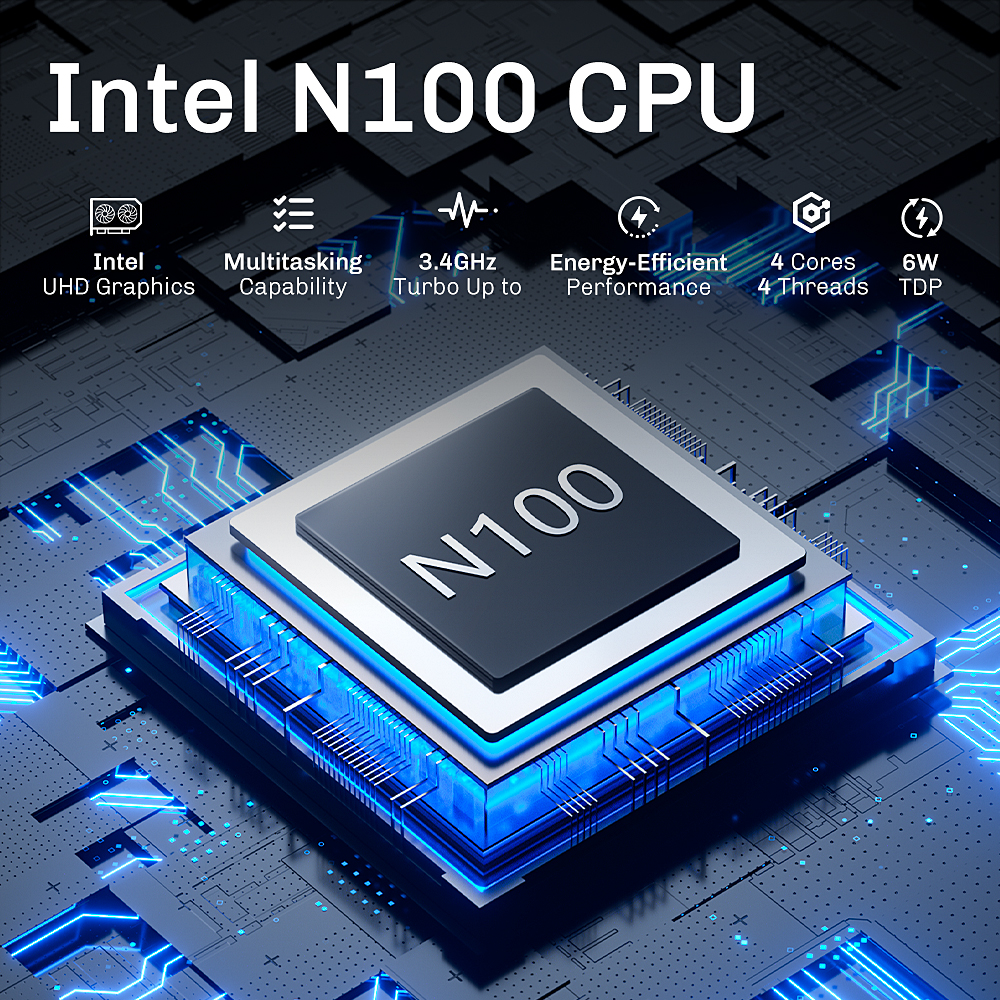 FIREBAT Mini PC R1 (процессор Intel N100, ОЗУ 8 ГБ, SSD 256 ГБ, графика Intel UHD, Windows 11 Pro), черный