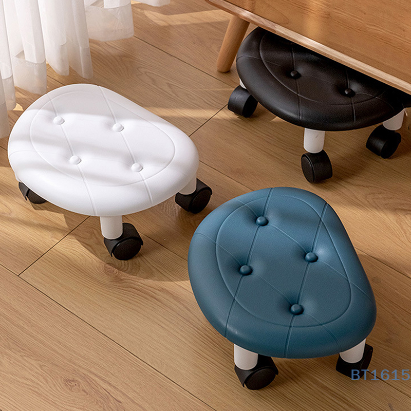 Taburete bajo rodante, silla de polea para el hogar, taburete giratorio de 360 grados, asiento con ruedas, taburete de cambio de zapatos para niños