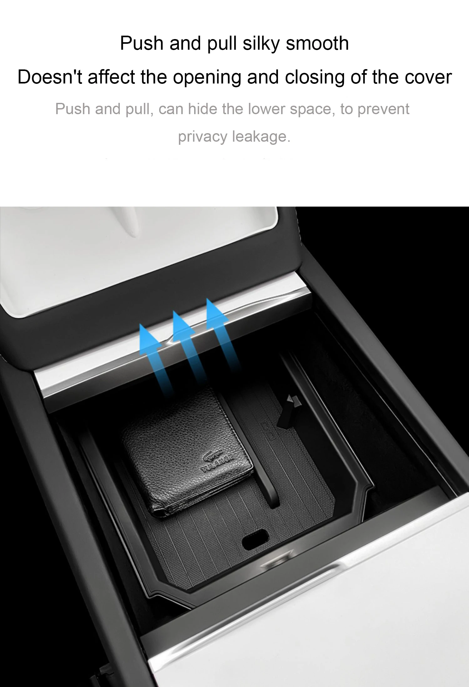For Tesla Model 3 Highland 2024 Center Control Armrest Box Double-layer Storage TPE+ABS Center Control Layered Tray Container