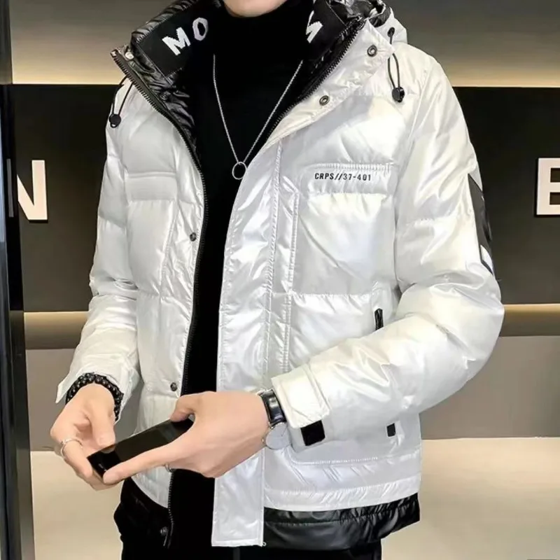Moda nova jaqueta de inverno masculina na moda jaqueta curta masculina leve quente jaquetas acolchoadas casaco superior