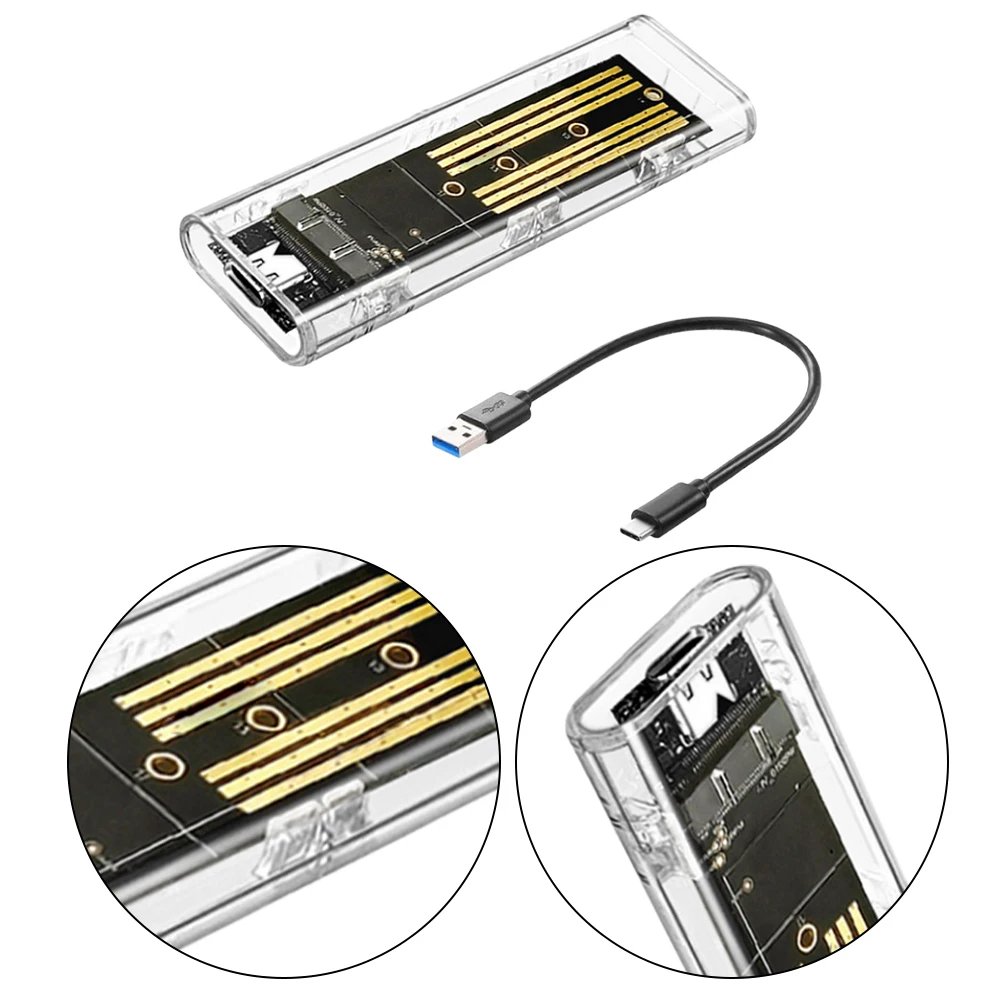 Прозрачный внешний жесткий диск M.2 NGFF SATA, USB 3,1 Type C, 10 Гбит/с