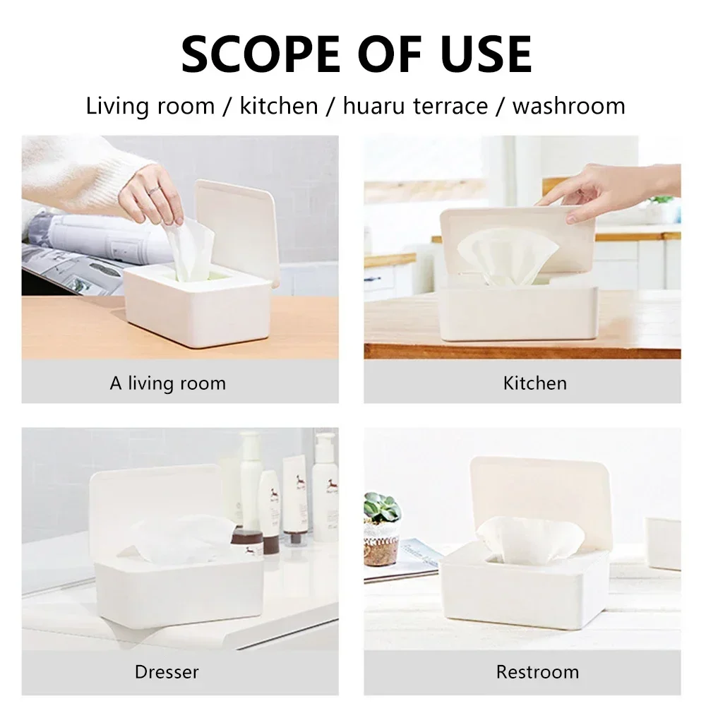 Hot Dustproof Wet Tissue Box with Lid Baby Nappy Wet Tissue Storage Holder Dispenser for Home Car Office Paper Tissue Organizer