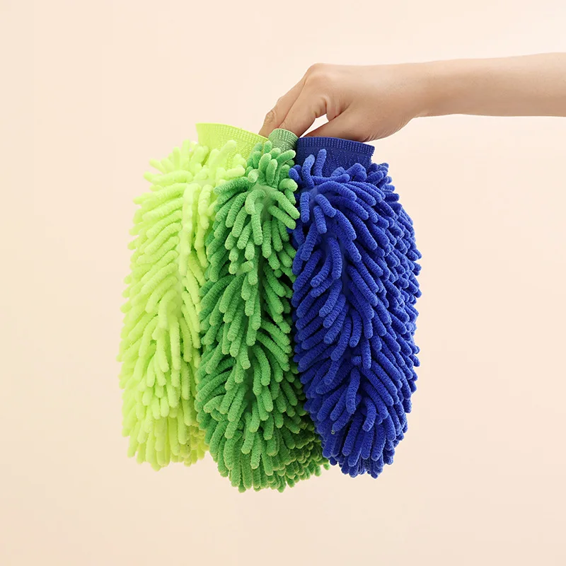 Microfiber Car Wash Dubbelzijdige Chenille Autohandschoenen Ultraabsorberende wassing Super dikke dichtheid Spons Kras Autoreiniging