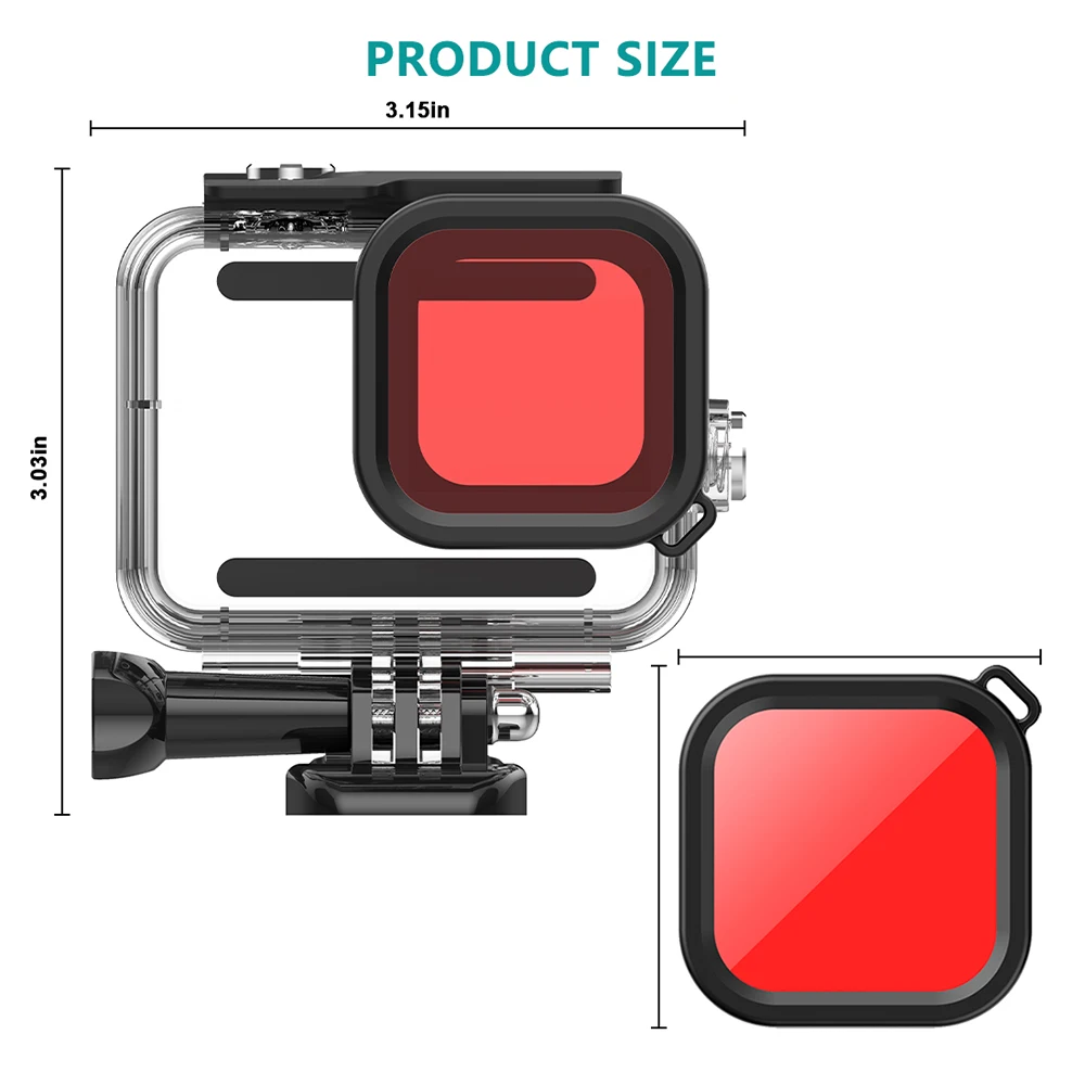 Custodia impermeabile per Gopro 12 11 10 9 Custodia protettiva per immersione Filtro per lenti Asta di galleggiamento Accessorio per action camera