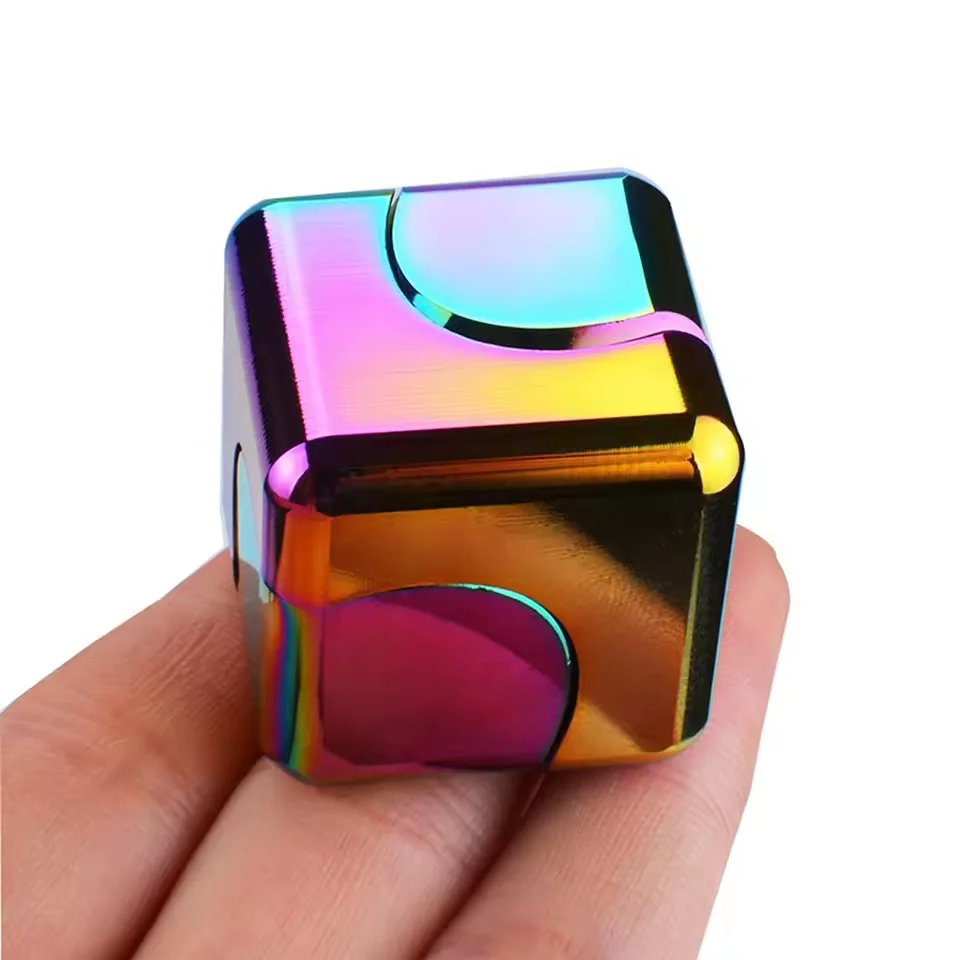 Cubo de metal girador brinquedo fidget pontas dos dedos 3d quebra-cabeça giroscópio engrenagem sensorial anti estresse alívio jogos educativos para adultos