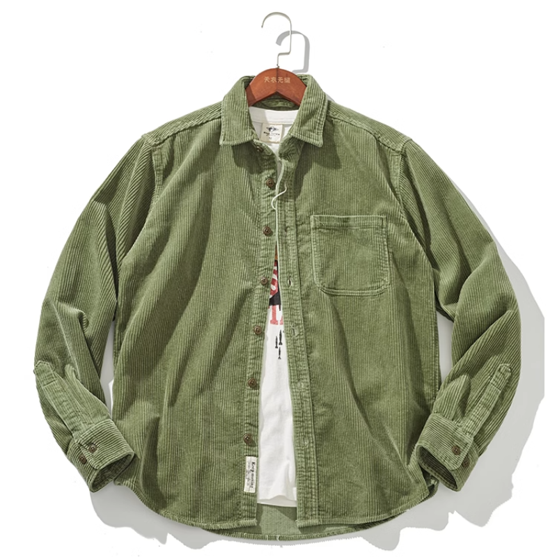 Stilvolle Herren-Hemdjacke aus dickem Cord mit Vintage-Design für Herbst und Winter