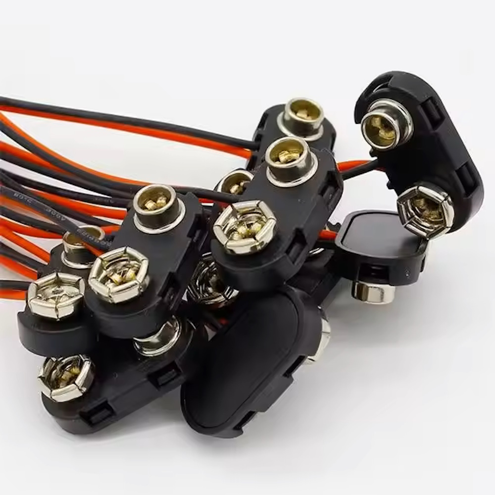 5 Stück 9 V Batterie-Clips Snap I/T-Kopf 15 cm Anschlusskabel oder 5521 DC-Typ