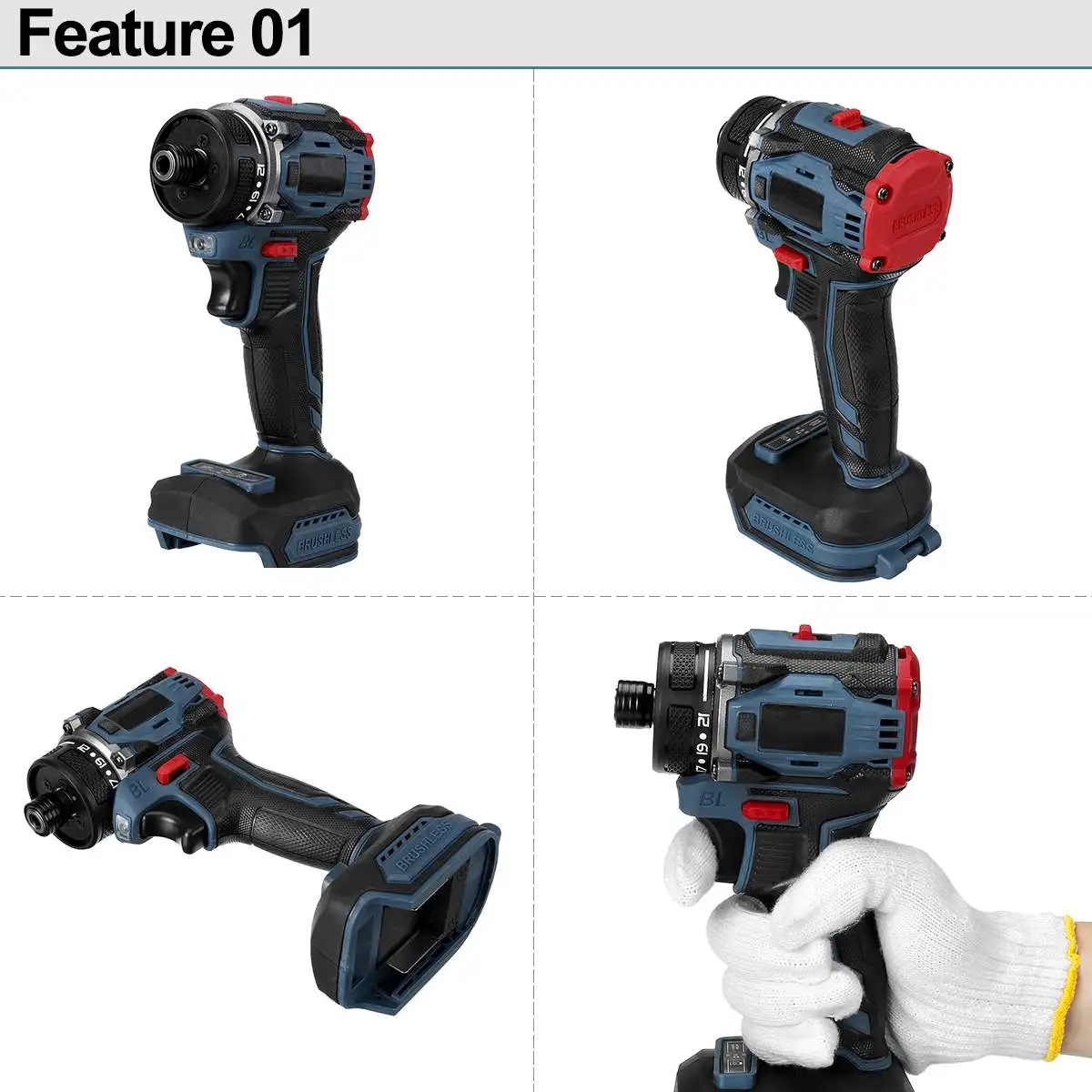 Chave de fenda elétrica sem escova, 1/4 polegadas, 4000rpm, 21 + 1 engrenagem, duas velocidades, ferramenta de broca elétrica sem fio para makita, bateria de 18v