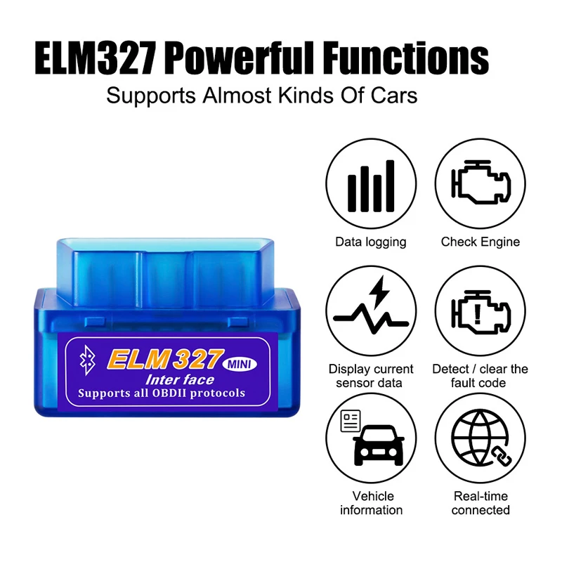 Mini ELM327 V2.1 Bluetooth OBD2 Scanner lecteur de Code outils de Diagnostic de voiture vérifier le détecteur de défauts de voiture de balayage de moteur