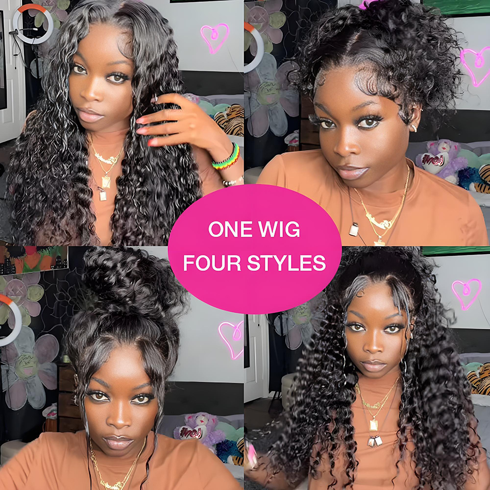 250% 36-30 inch 360 Full Lace Wig 100% Human Hair Drawstring Adjustable Hd Lace Invisi Strap Kinky Curly Deep Water Glueless Wig