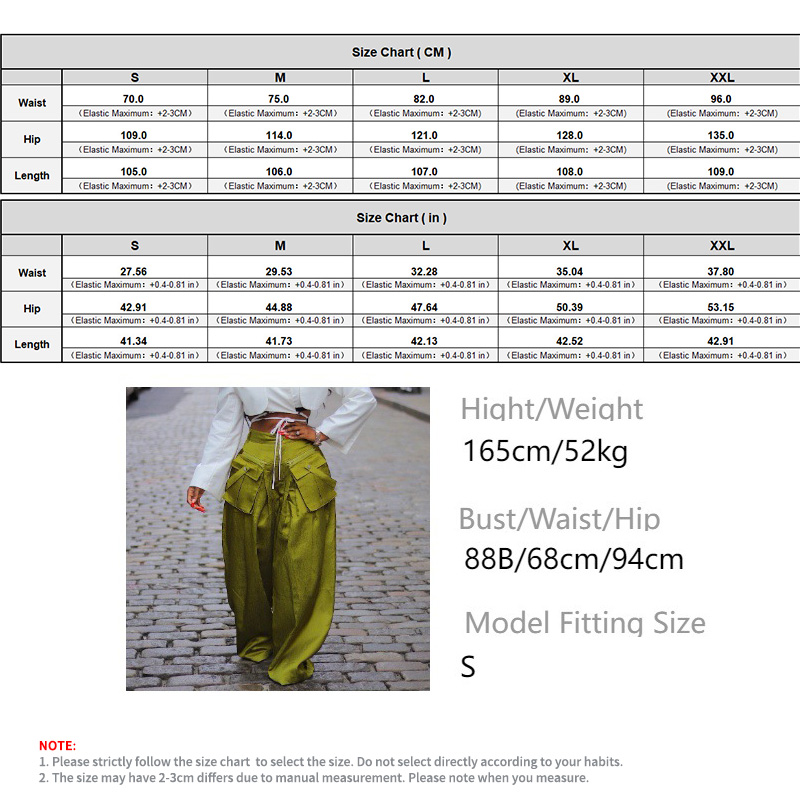 Stigende Wide Leg Loose Cargo Pants Women Removable Pocket Hip Hop Pants Patchwork Stretch Straight Baggy Trousers Streetwear