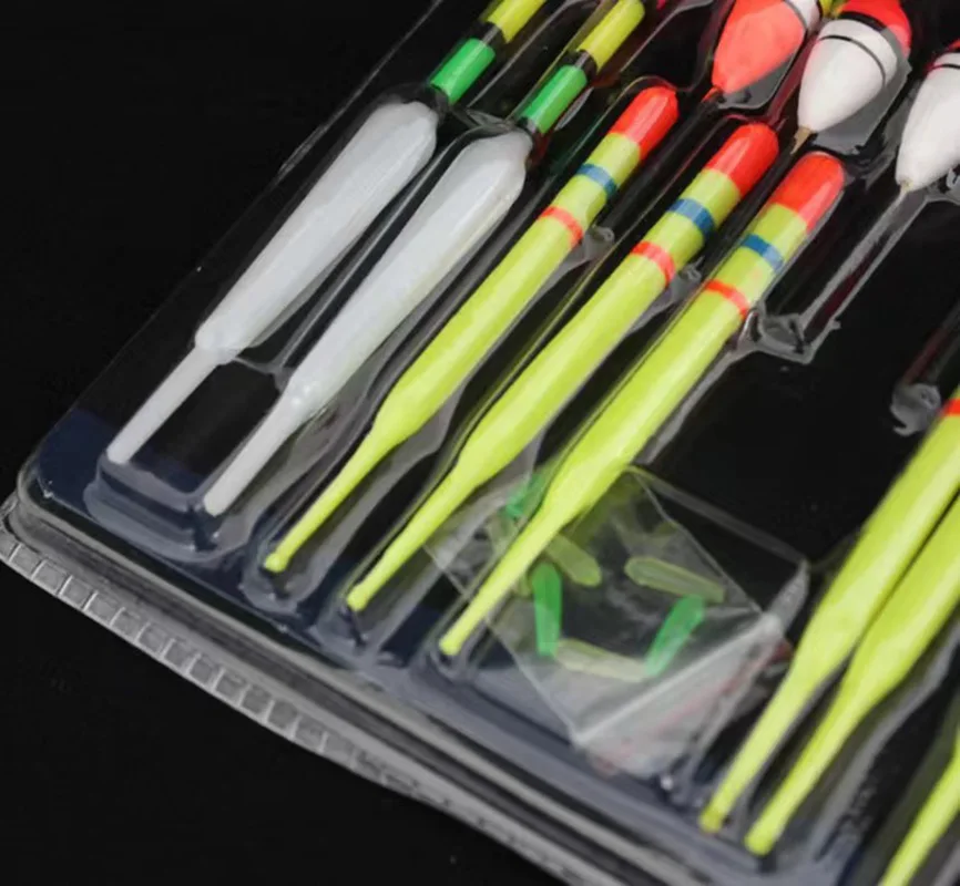 1 set (15 pezzi) galleggianti da pesca boa verticale mare con gomme dimensioni miste colore per attrezzi da pesca