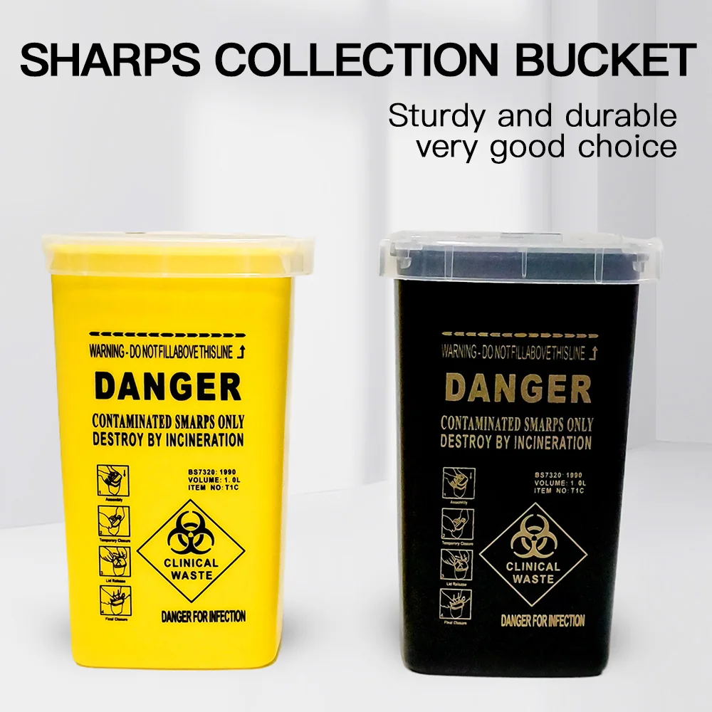 1L Plastic Tattoo Afvaldoos Medische Benodigdheden Container Wegwerp Naald Tips Recycling Emmers Collectie Tatoeages Accessoires