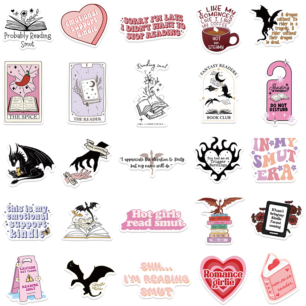10/30/52pcs Carino Bookish Smutty Libro Lettura Adesivi Graffiti Decorazione Notebook Chitarra Bagagli FAI DA TE Adesivo Impermeabile Decalcomania