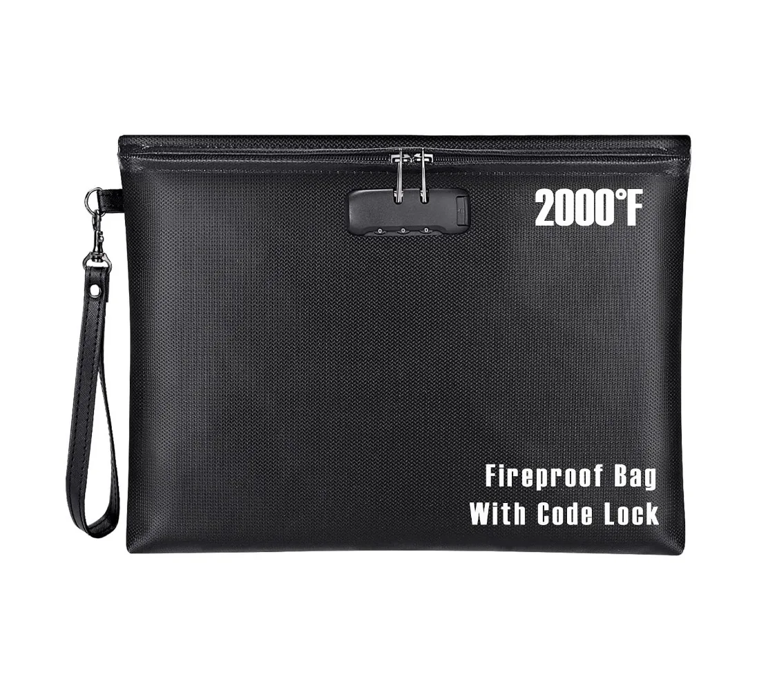Hot Selling Zipper Official Document Fireproof File Bag Liquid Silicone Fireproof Data Archive Storage Bag Fireproof Bag