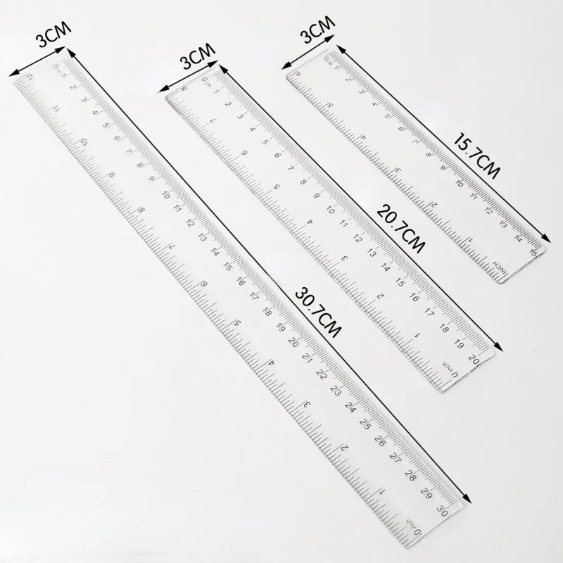 15 cm 20 cm 30 cm Righello dritto Righello in plastica trasparente Strumento di disegno Accessori da scrivania Cancelleria per studenti Forniture per ufficio scolastico