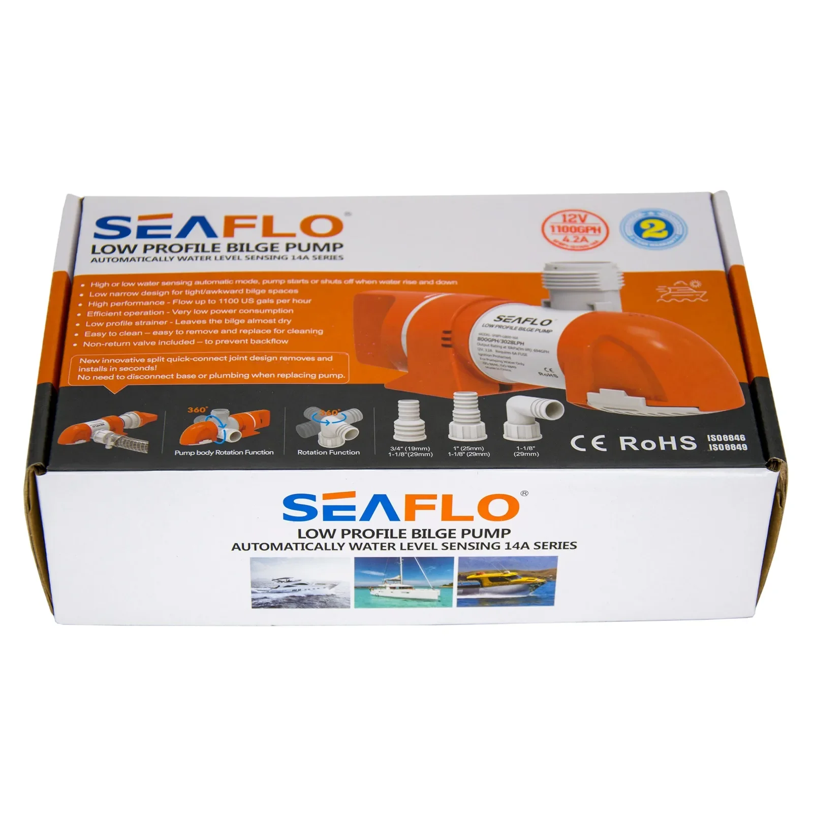 14A Serie Automatische Lenspomp Laag Profiel Boot Marine Water Sensing Lenspomp 12V 1100GPH