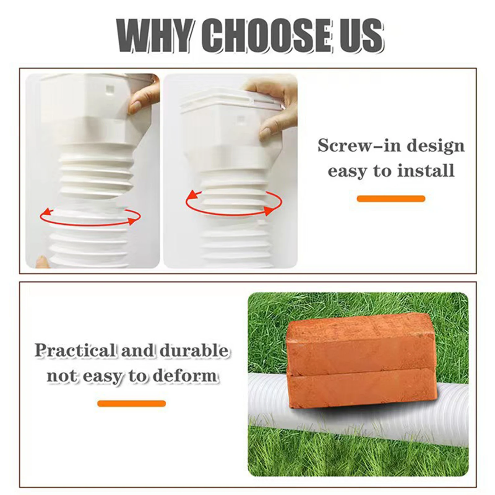 รางน้ําฝน Downspout Extensions ท่อระบายน้ําแบบยืดหยุ่น Downspout Extender Connector พร้อม 3x4in และ 2x3in ตัวเชื่อมต่อสกรูสําหรับรวม
