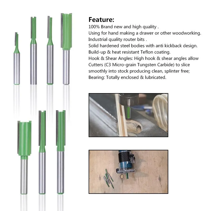 XCAN เดี่ยวคู่ขลุ่ย Straight Bit 6Mm Shank เครื่องตัดไม้ทังสเตนคาร์ไบด์ Router บิตงานไม้เครื่องมือ