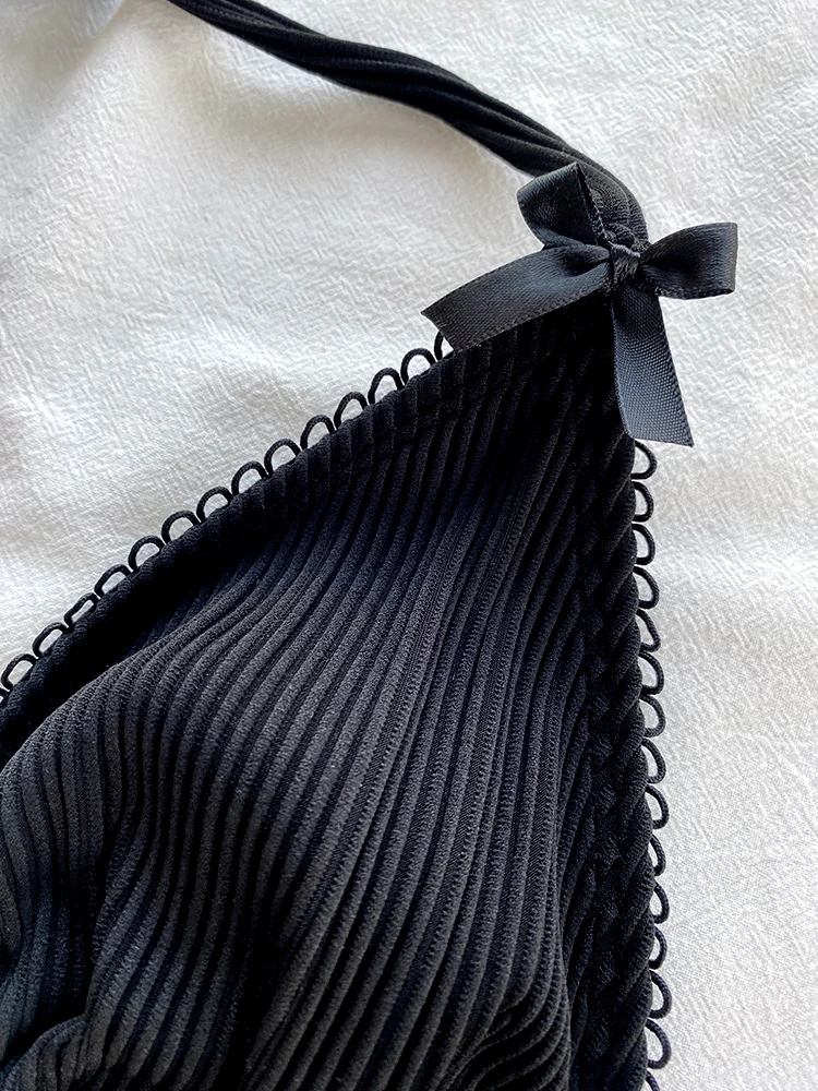Bikini Bandage para mujer, traje de baño triangular, microtangas, color negro, ropa de playa para verano, 2024