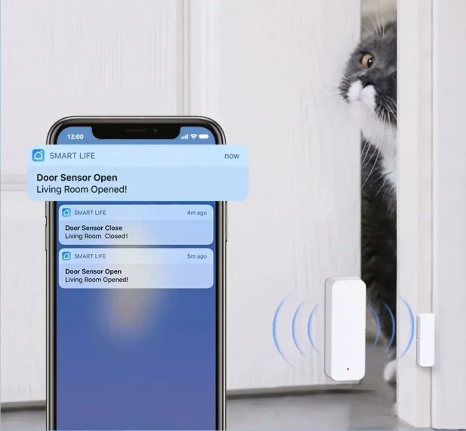 Zigbee WiFi Türsensor Fensterkontakt Öffnen Schließen Tuya APP Fernbedienung Kompatibel mit Alexa Google Assistant