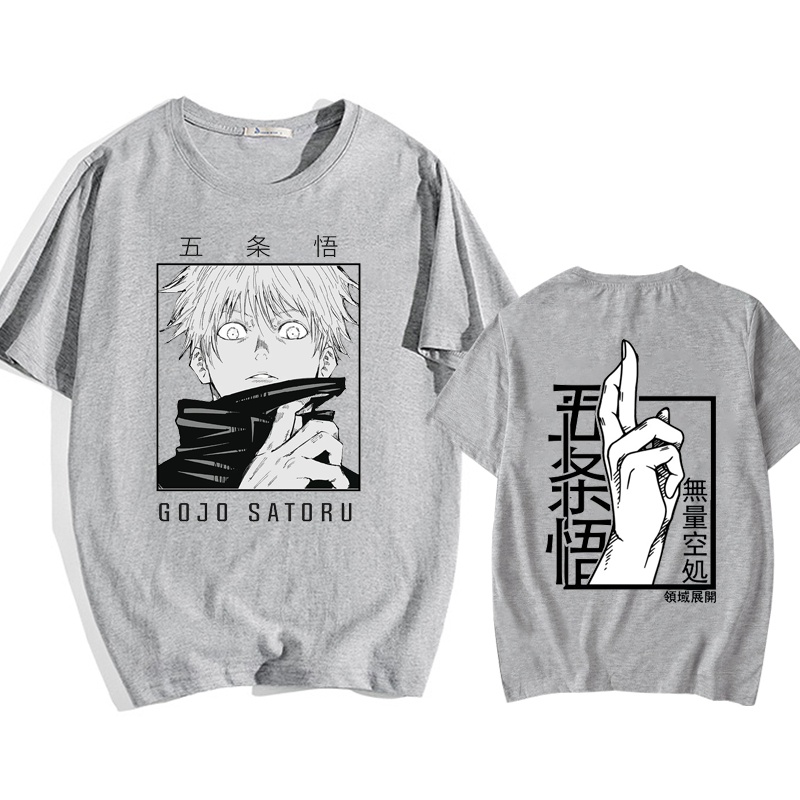 Camiseta holgada con estampado de Anime japonés Punk Gojo Satoru, ropa de calle informal Y2k Harajuku