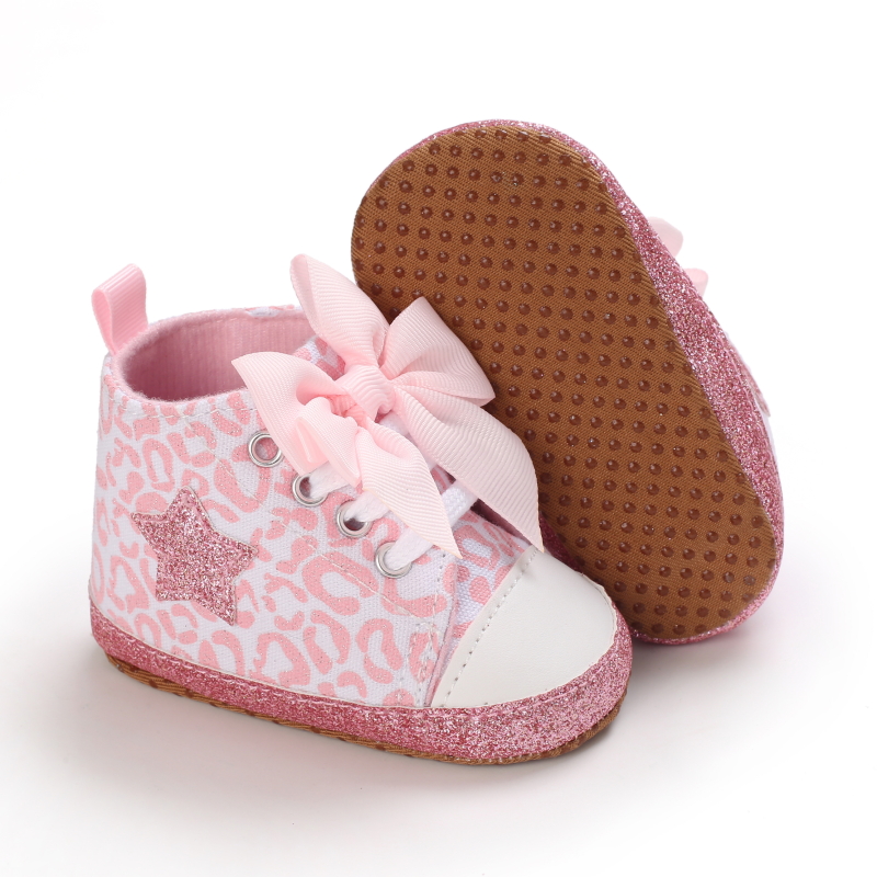 Chaussures de princesse roses pour bébés de 0 à 1 an, baskets à semelle souple, antidérapantes, pour les premiers pas, pour baptême