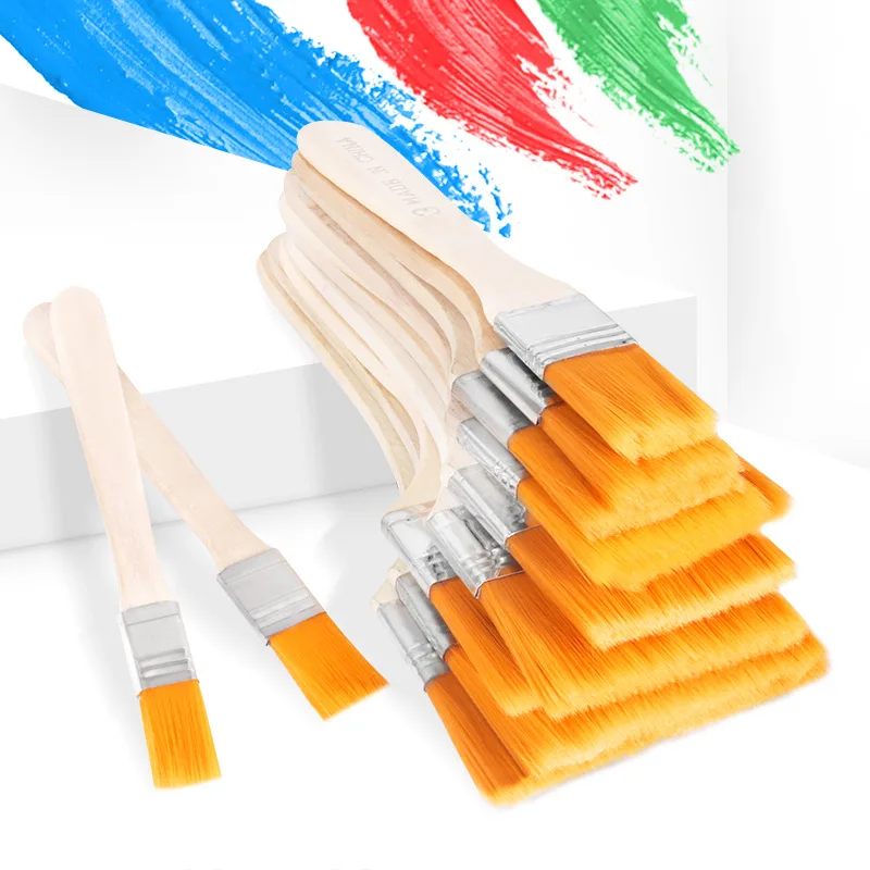 12 pz/set Set di pennelli per memoria in nylon per disegno a olio acrilico Acquerello Pittura in legno Pennello per barbecue Strumenti Pennello Rifornimenti d'arte