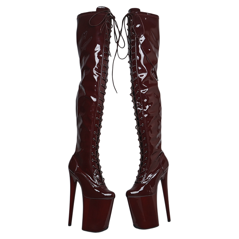 Leecabe 23CM/9 Zoll Patent PU Trend Mode Ferse Plattform Stripper Ferse Pole Dance Stiefel