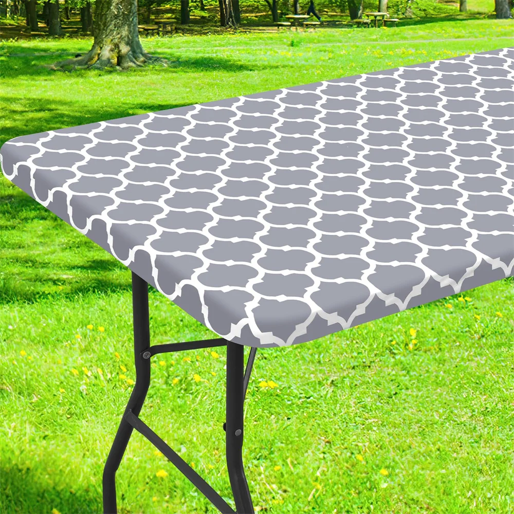 Olanly-Mantel rectangular impermeable, cubiertas elásticas ajustadas para mesas de 4 pies, mantel limpiable para acampar, interior y exterior