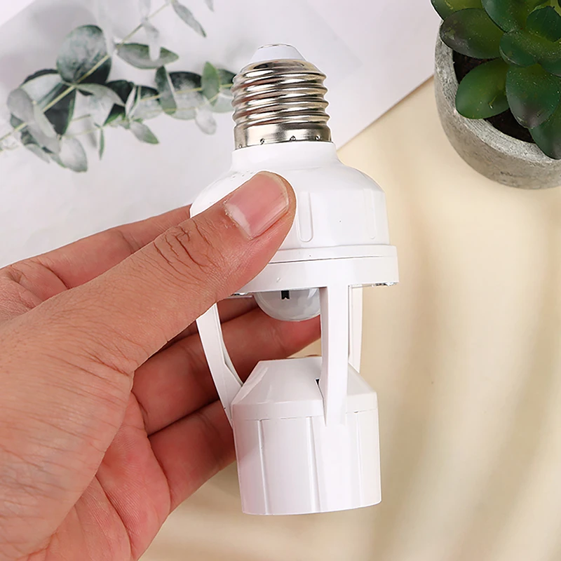Base de lámpara Led con Sensor de movimiento, convertidor de enchufe E27, CA 85-265V, adaptador de soporte de bombilla, interruptor ajustable, inducción humana PIR