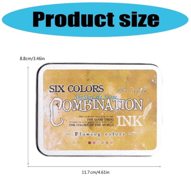 E65E 6 PCs Portable Stamp Pad Set Kombination Inkpad Fließende Farben Serie Pad Set für die Kartenherstellung