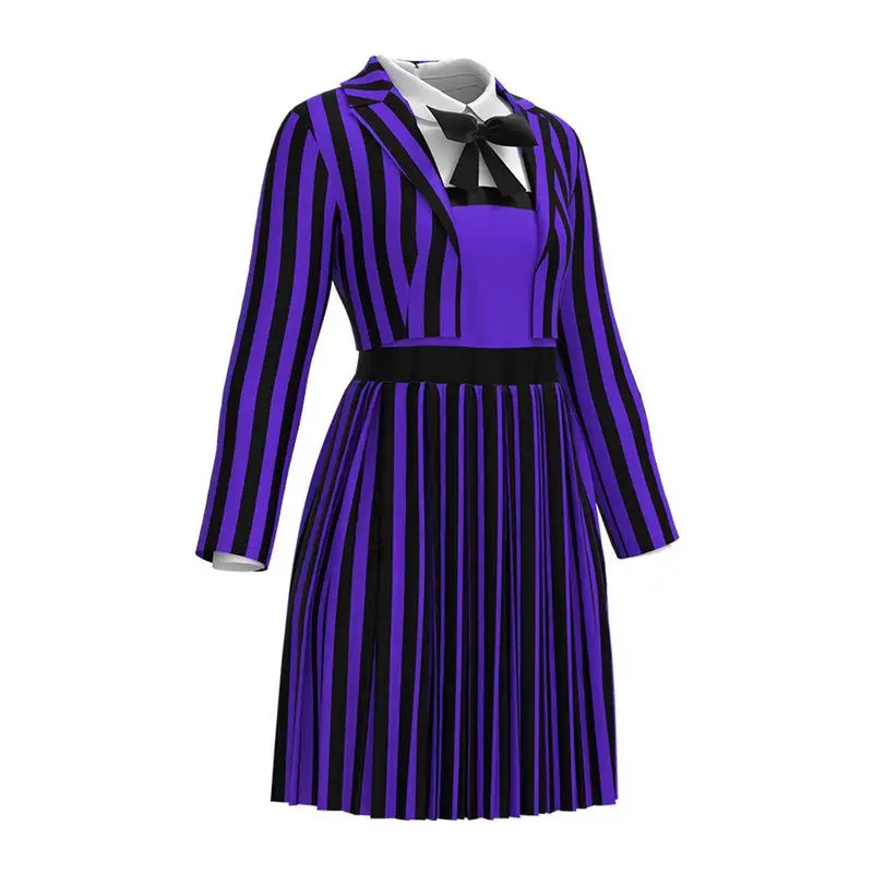 Fsia de loween Cosplay da Família Addams, Vestido de Menina Lobo com Padrão t, Fsia Tradicional Fena pa...