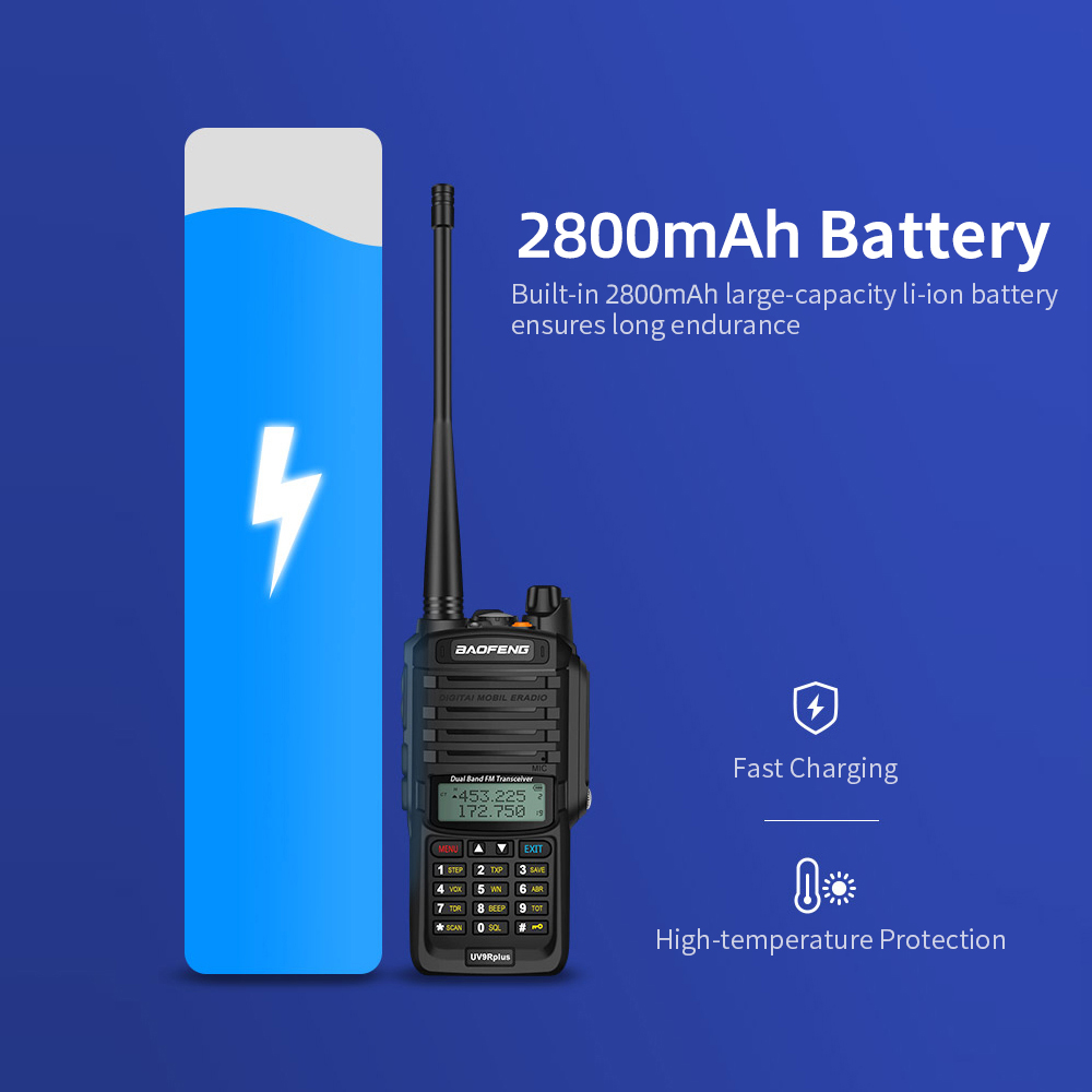 UV-9R Plus Tragbares Funkgerät Dualband Handheld Walkie Talkie FM Transceiver IP67 Wasserdicht Staubdicht EU-Stecker