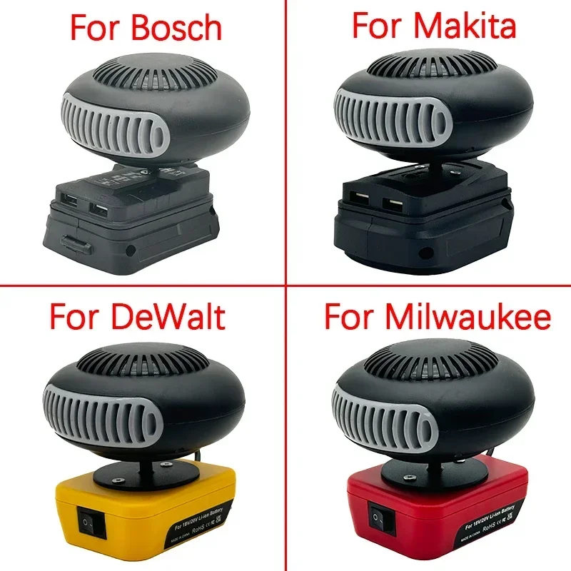 Calentador de ventilador de aire caliente de energía eléctrica de litio portátil, modo Dual de viento caliente y frío para Makita, Bosch, DeWalt, Milwaukee
