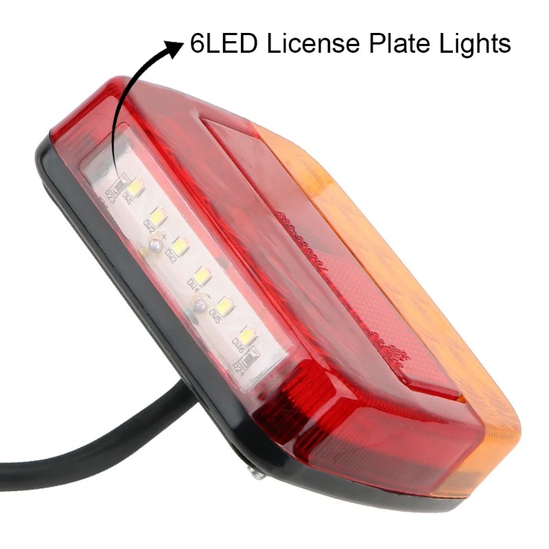 12V ไฟท้ายไฟเลี้ยว 26 LEDTail Light รถจํานวนแผ่นด้านหลังย้อนกลับเบรคหยุดหลอดไฟรถพ่วงรถบรรทุก caravan