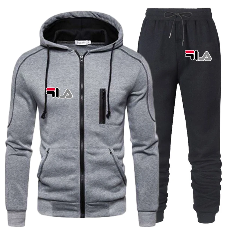 Chándal para hombre, traje informal para correr, conjunto para exteriores, sudaderas con capucha con cremallera + pantalón de chándal negro, 2 uds., moda de primavera 2023, ropa nueva S-4XL