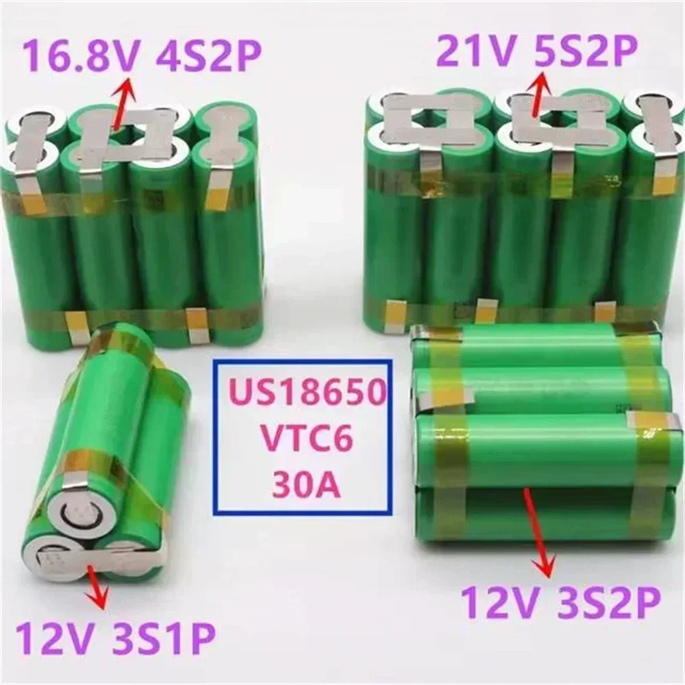 18650 VTC6 3000MahBatterie  30A Ampères Giet Tournevis Bande À Souder 3S 4S 5S 6S1P 2P 12.6V Pack De Batterijen Personnalisable