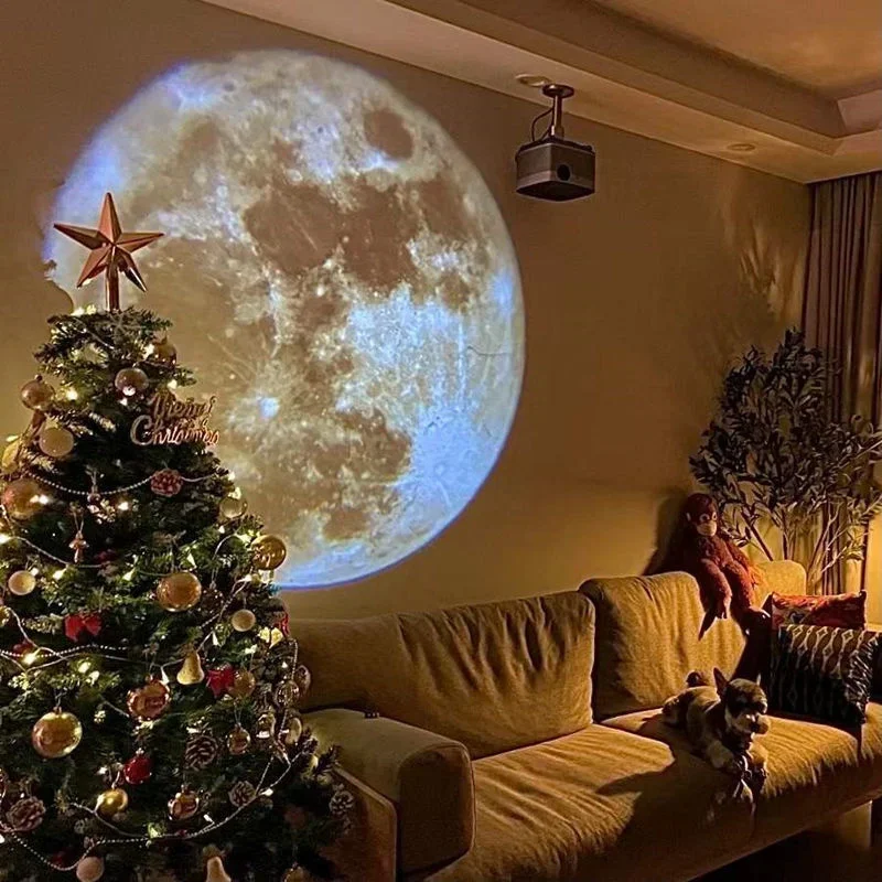 Novelty Moon Projector Light Background Projector Photo Props Birthday Party Decoration Wall Lights Bedroom Decora Night Light