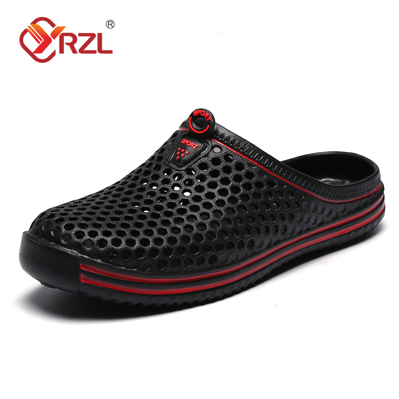 Yrzl verão sandálias masculinas luz eva sapatos casuais buraco tamancos amantes casa jardim ao ar livre masculino praia chinelos planos